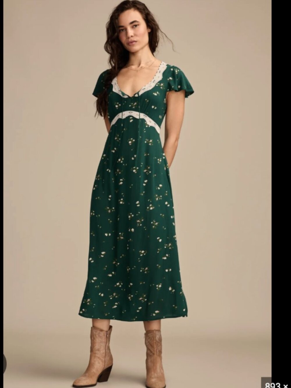 Lucky Brand lace trim midi slip dress - Picture 1 of 7